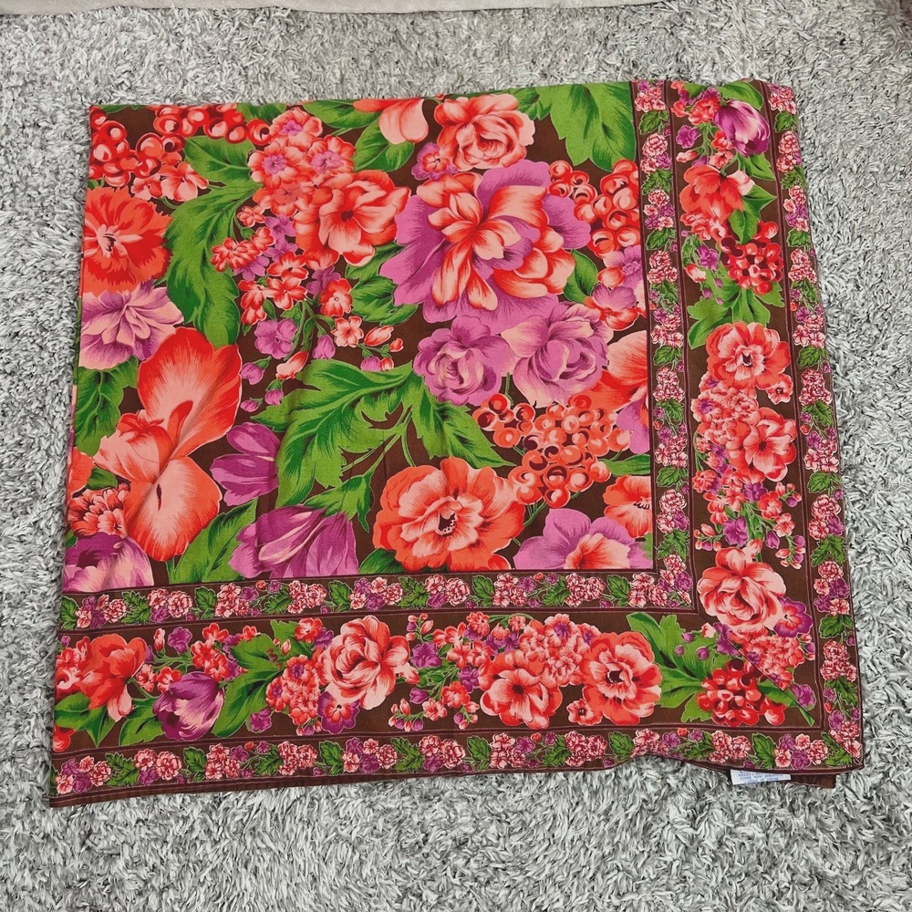 Vintage April Cornell Floral Tablecloth 105x53 Cottagecore English Garden 53x105